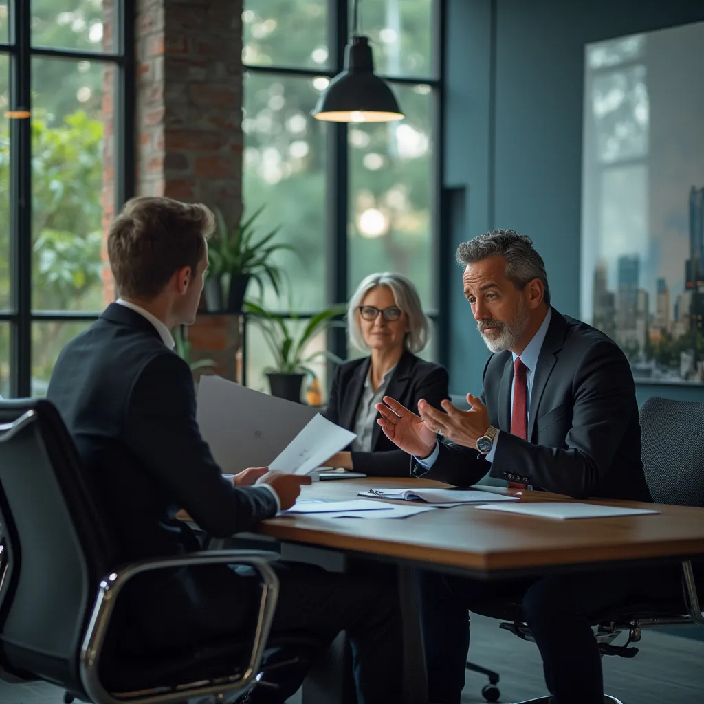 Consultor trabajando con un cliente en una pizarra